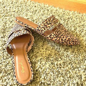 Qupid Leopard Print Mule Shoes